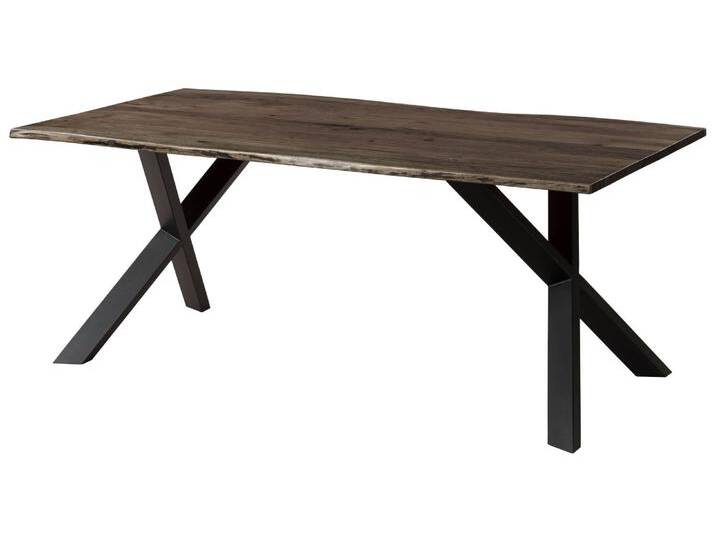 Baumtisch Akazie 160x90x75 grau lackiert / ausgestellte X-Beine anthrazit matt FREEFORM 3 von MASSIVMOEBEL24