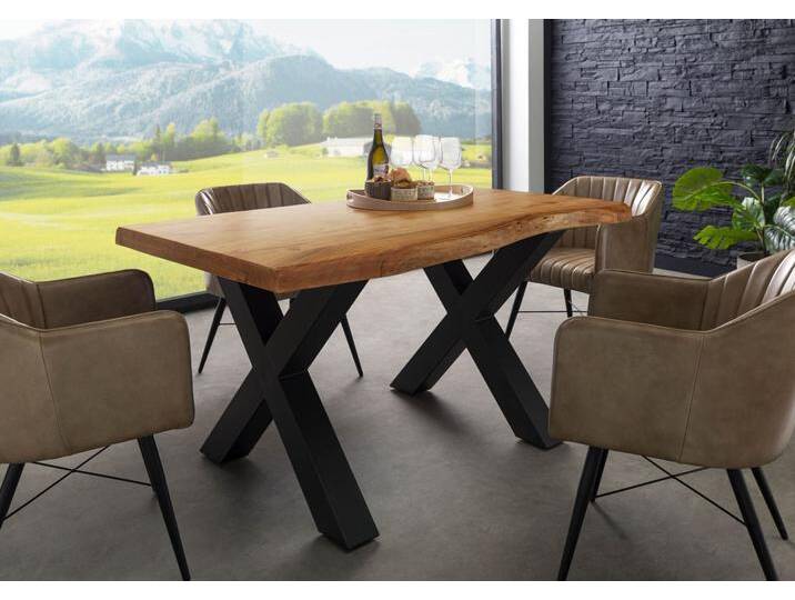 Baumtisch Akazie 160x90x77 Akazie natur lackiert / X-Beine anthrazit matt FREEFORM 5 Baumtisch Akazie 160x90x77 Akazie natur lackiert / X-Beine anthrazit matt FREEFORM 5 von MASSIVMOEBEL24