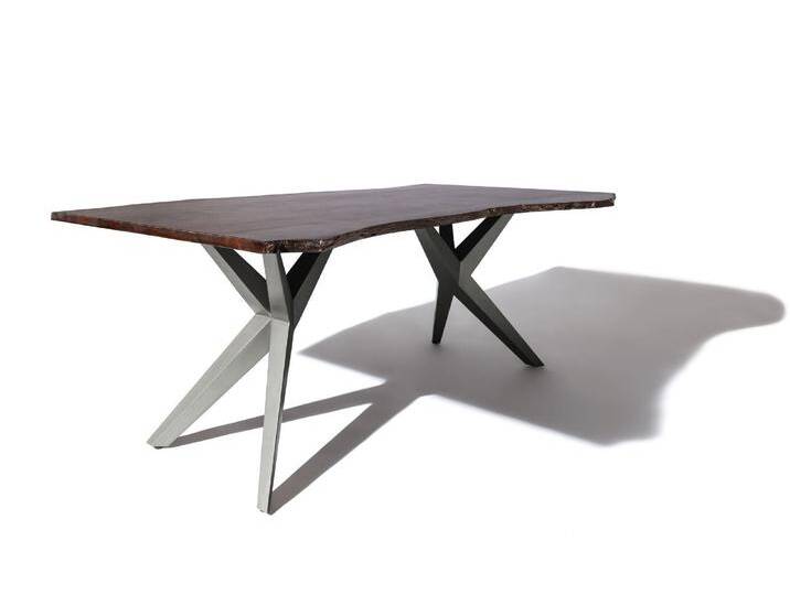 Baumtisch Akazie 180x90x76 braun lackiert Beine anthrazit glänzend FREEFORM 4 #33 von MASSIVMOEBEL24