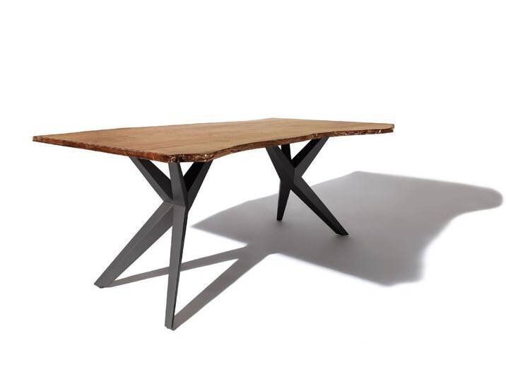 Baumtisch Akazie 180x90x76 natur lackiert Beine anthrazit matt FREEFORM 4 #31 von MASSIVMOEBEL24