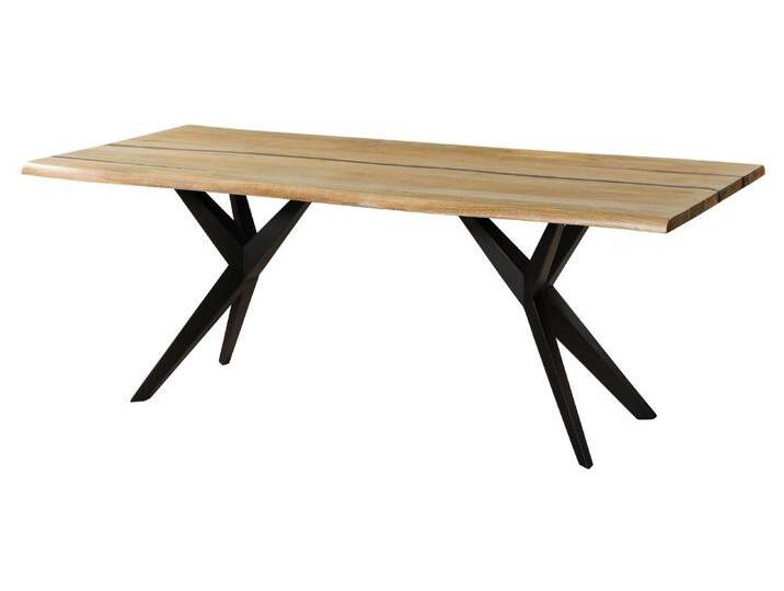 Baumtisch Mango 160x90x76 natur lackiert / Epoxid schwarz, Sterngestell anthrazit matt EPOXY von MASSIVMOEBEL24