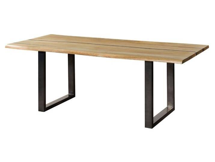 Baumtisch Mango 160x90x76 natur lackiert / Epoxid schwarz, U-Beine anthrazit glänzend EPOXY von MASSIVMOEBEL24