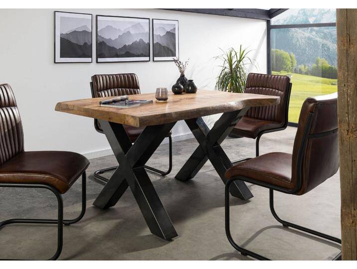 Baumtisch Mango 160x90x77 natur lackiert / X-Beine anthrazit glänzend FREEFORM 5 Baumtisch Mango 160x90x77 natur lackiert / X-Beine anthrazit glänzend FREEFORM 5 von MASSIVMOEBEL24