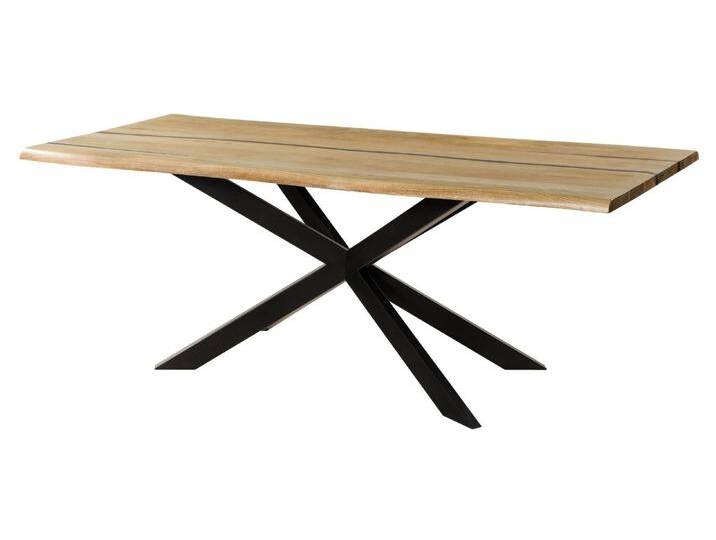 Baumtisch Mango 180x90x76 natur lackiert / Epoxid schwarz, Kreuzgestell 2 anthrazit matt EPOXY von MASSIVMOEBEL24