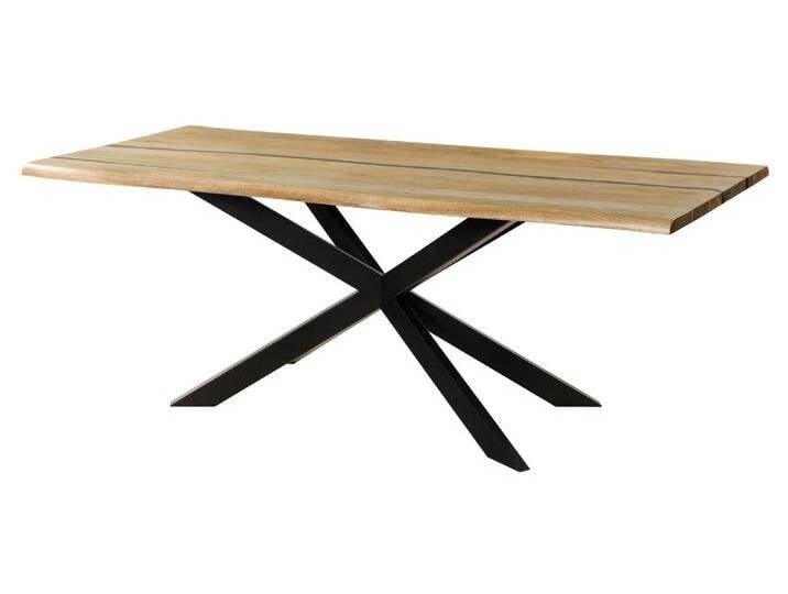 Baumtisch Mango 180x90x76 natur lackiert / Epoxid schwarz, Kreuzgestell 2 anthrazit matt EPOXY von MASSIVMOEBEL24