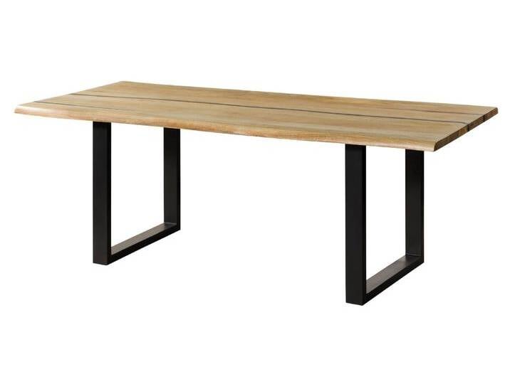 Baumtisch Mango 180x90x76 natur lackiert / Epoxid schwarz, U-Beine anthrazit matt EPOXY von MASSIVMOEBEL24