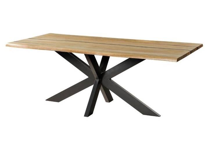 Baumtisch Mango 200x100x74 natur lackiert / Epoxid schwarz, Kreuzgestell anthrazit matt EPOXY von MASSIVMOEBEL24