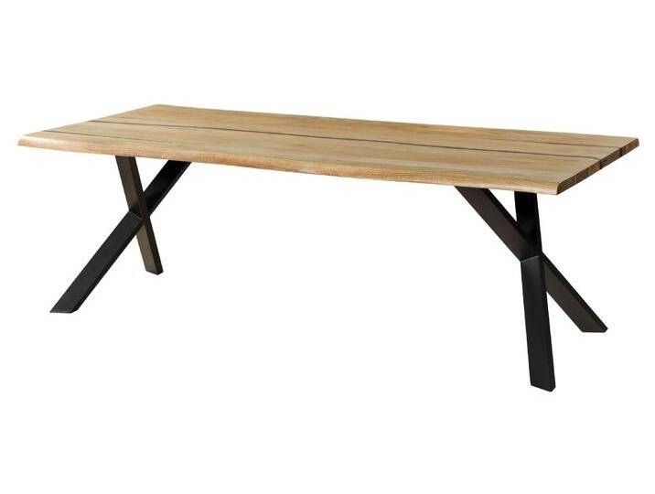 Baumtisch Mango 200x100x76 natur lackiert / Epoxid schwarz, ausgestellte X-Beine anthrazit matt EPOXY von MASSIVMOEBEL24