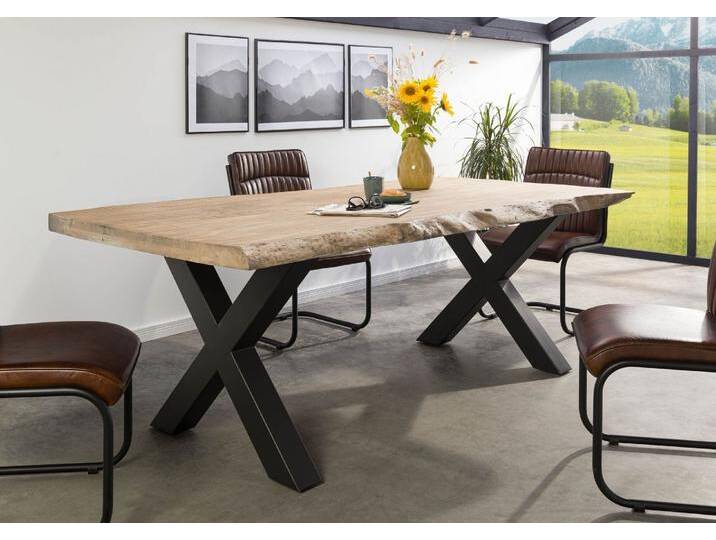 Baumtisch Mango 200x100x77 beige lackiert / X-Beine anthrazit matt FREEFORM 5 Baumtisch Mango 200x100x77 beige lackiert / X-Beine anthrazit matt FREEFORM 5 von MASSIVMOEBEL24