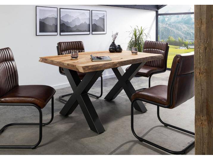 Baumtisch Sheesham 140x90x77 natur sandgestrahlt / X-Beine anthrazit matt FREEFORM 5 Baumtisch Sheesham 140x90x77 natur sandgestrahlt / X-Beine anthrazit matt FREEFORM 5 von MASSIVMOEBEL24