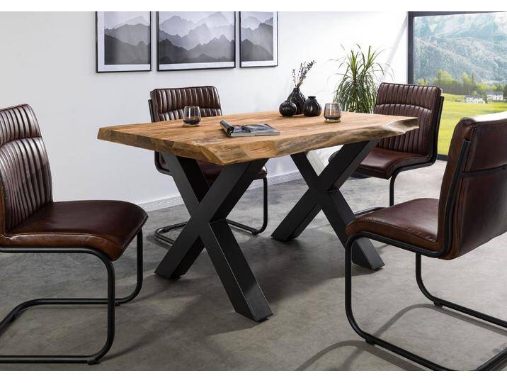 Baumtisch Sheesham 160x90x77 natur gebeizt / X-Beine anthrazit matt FREEFORM 5 Baumtisch Sheesham 160x90x77 natur gebeizt / X-Beine anthrazit matt FREEFORM 5 von MASSIVMOEBEL24