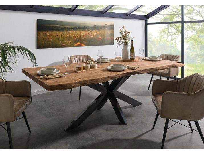 Baumtisch Sheesham 180x90x77 natur gebeizt / Kreuzgestell anthrazit glänzend FREEFORM 5 Baumtisch Sheesham 180x90x77 natur gebeizt / Kreuzgestell anthrazit glänzend FREEFORM 5 von MASSIVMOEBEL24