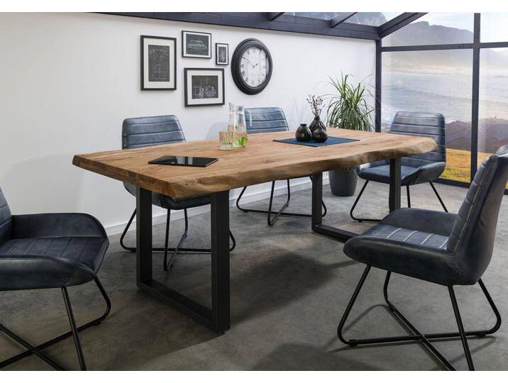 Baumtisch Sheesham 220x100x77 natur gebeizt / U-Beine anthrazit matt FREEFORM 5 Baumtisch Sheesham 220x100x77 natur gebeizt / U-Beine anthrazit matt FREEFORM 5 von MASSIVMOEBEL24