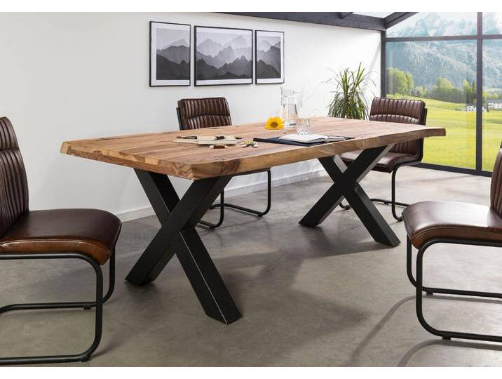 Baumtisch Sheesham 220x100x77 natur sandgestrahlt / X-Beine anthrazit matt FREEFORM 5 Baumtisch Sheesham 220x100x77 natur sandgestrahlt / X-Beine anthrazit matt FREEFORM 5 von MASSIVMOEBEL24