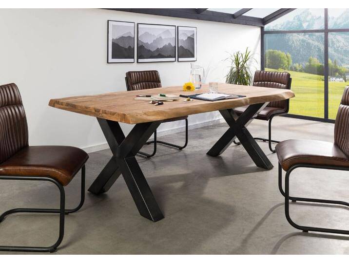 Baumtisch Sheesham 240x100x77 natur gebeizt / X-Beine anthrazit glänzend FREEFORM 5 Baumtisch Sheesham 240x100x77 natur gebeizt / X-Beine anthrazit glänzend FREEFORM 5 von MASSIVMOEBEL24