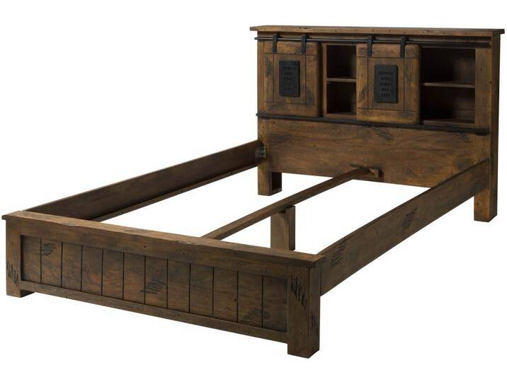 Bett Mango 140x200 braun lackiert RAILWAY #472 von MASSIVMOEBEL24