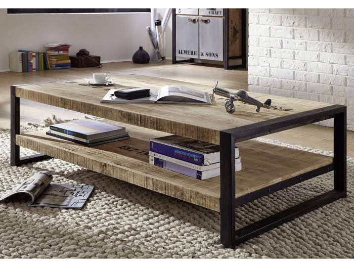 Couchtisch Mango 140x80x40 natur bedruckt FACTORY #126 von MASSIVMOEBEL24