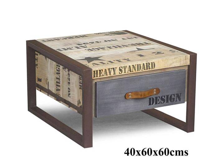 Couchtisch Mango 60x60x40 natur bedruckt FACTORY #127 von MASSIVMOEBEL24