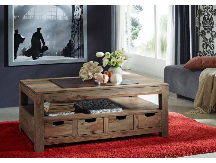 Couchtisch Sheesham 120x70x50 grau geölt NATURE GREY #33 von MASSIVMOEBEL24
