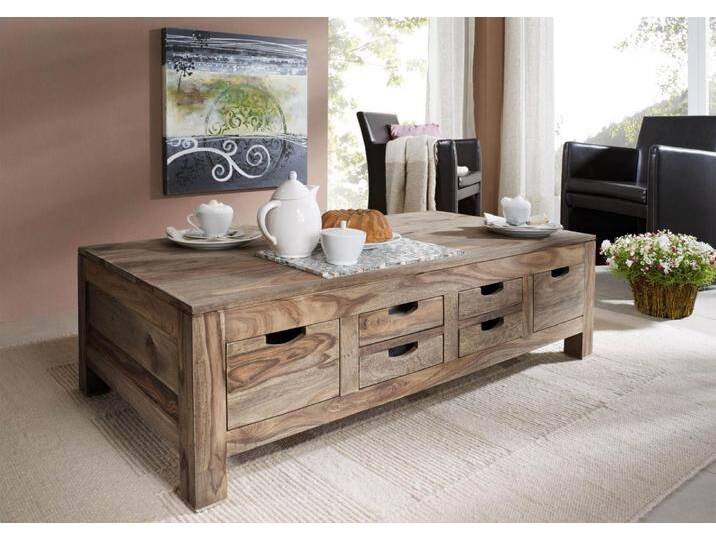 Couchtisch Sheesham 135x70x40  grau geölt NATURE GREY #43 von MASSIVMOEBEL24