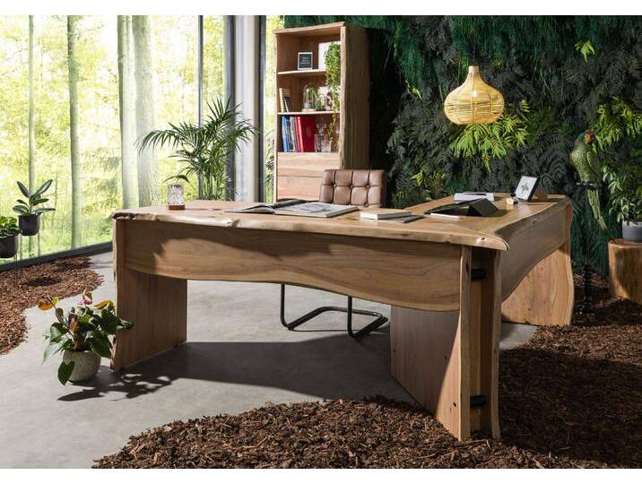 Eckschreibtisch Akazie 185x163x76 natur lackiert PURE ACACIA #749 von MASSIVMOEBEL24