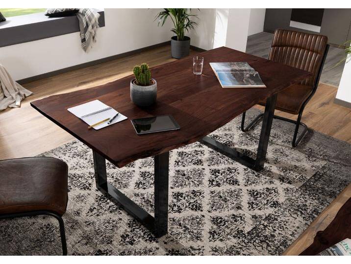 Esstisch Akazie 160x90x76 braun Beine anthrazit glänzend FREEFORM 3 von MASSIVMOEBEL24