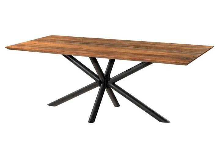 Esstisch Akazie 220x100x74 natur lackiert / Epoxid schwarz, Kreuzgestell rund anthrazit matt EPOXY von MASSIVMOEBEL24