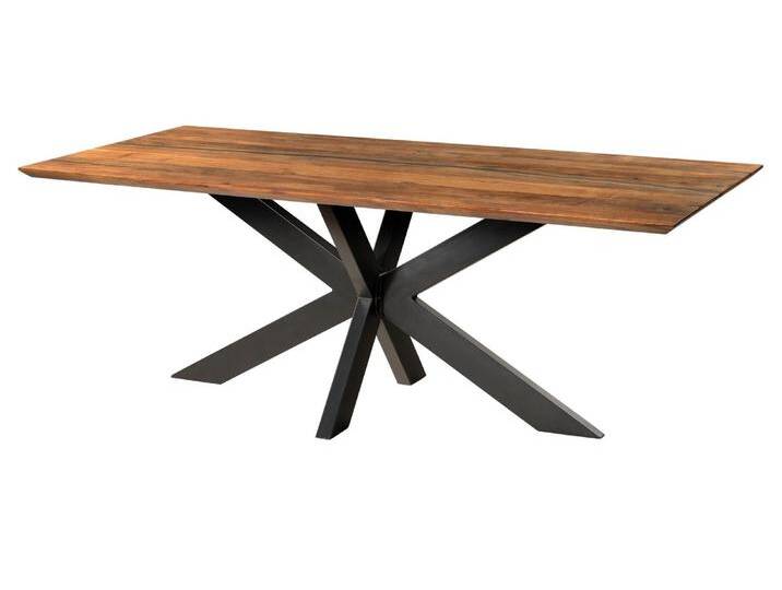 Esstisch Akazie 260x100x74 natur lackiert / Epoxid schwarz, Kreuzgestell anthrazit matt EPOXY von MASSIVMOEBEL24