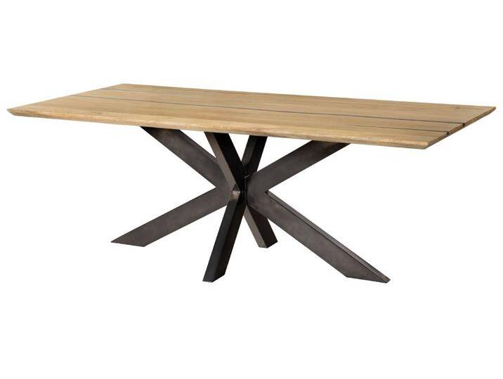 Esstisch Mango 200x100x74 natur lackiert / Epoxid schwarz, Kreuzgestell anthrazit glänzend EPOXY von MASSIVMOEBEL24