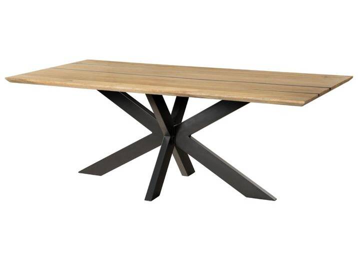 Esstisch Mango 240x100x74 natur lackiert / Epoxid schwarz, Kreuzgestell anthrazit matt EPOXY von MASSIVMOEBEL24