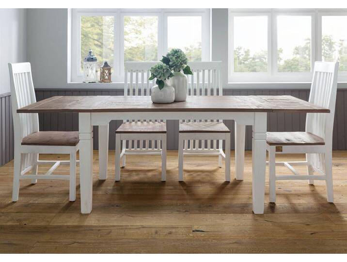 Esstisch Mango verlängerbar 140-220x90x76 weiß lackiert TOULOUSE #114 von MASSIVMOEBEL24