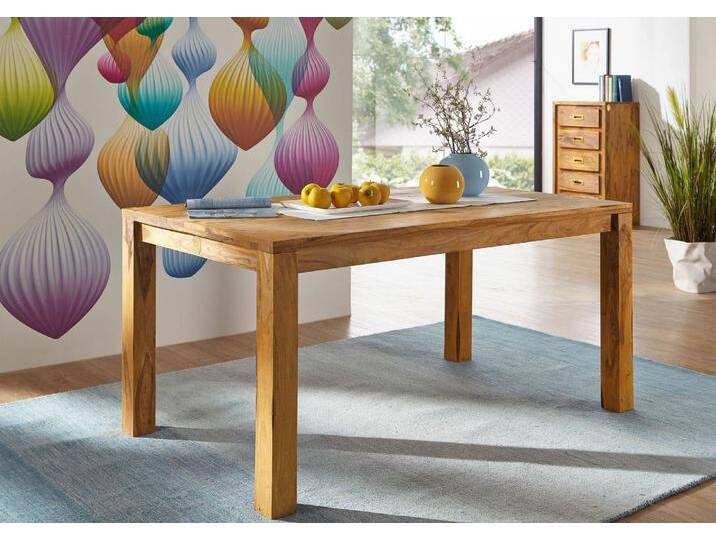 Esstisch Sheesham 80x80x76  braun geölt NATURE BROWN #811 von MASSIVMOEBEL24