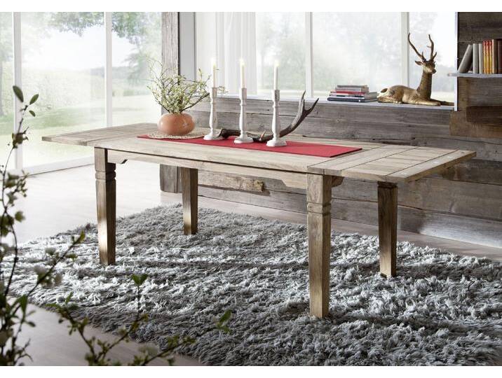 Esstisch mit Ansteckplatten Sheesham 160-200/240x90x76 grau geölt LEEDS #53 von MASSIVMOEBEL24