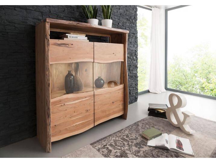 Highboard Akazie 131x45x147 natur lackiert PURE ACACIA #105 von MASSIVMOEBEL24