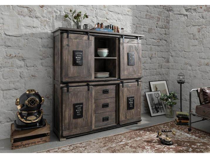 Highboard Mango 150x45x160 grau lackiert RAILWAY #225 Highboard Mango 150x45x160 grau lackiert RAILWAY #225 von MASSIVMOEBEL24