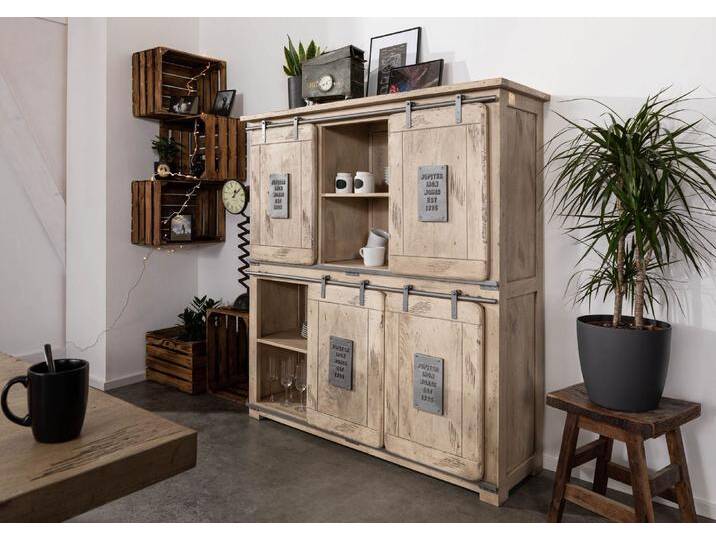 Highboard Mango 150x45x160 whitewash lackiert RAILWAY #325 Highboard Mango 150x45x160 whitewash lackiert RAILWAY #325 von MASSIVMOEBEL24