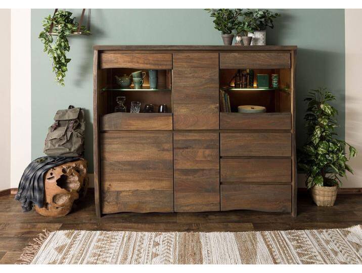 Highboard Mango 166x48x145 braun geölt PURE MANGO #200 von MASSIVMOEBEL24