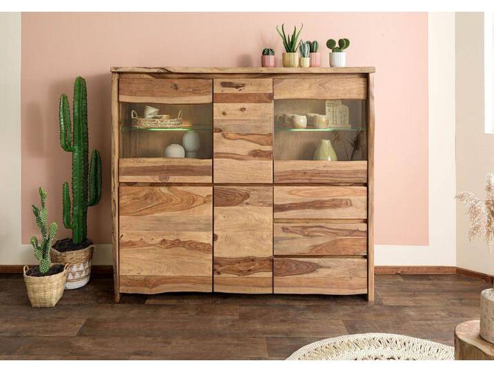 Highboard Sheesham 166x48x145 natur lackiert / sandgestrahlt PURE SHEESHAM #200 Highboard Sheesham 166x48x145 natur lackiert / sandgestrahlt PURE SHEESHAM #200 von MASSIVMOEBEL24