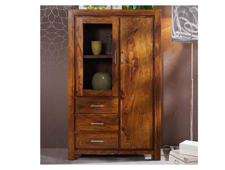 Highboard Sheesham 90x42x148 life honey lackiert METRO LIFE #108 von MASSIVMOEBEL24