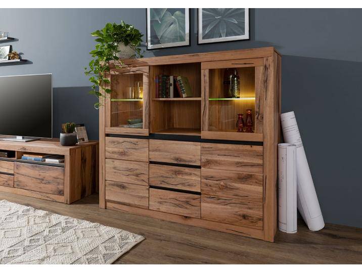 Highboard Wild-/Zerreiche 160x45x140 Tabacco brown geölt MONTREUX #242 von MASSIVMOEBEL24