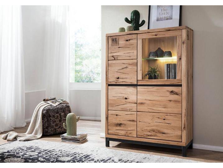 Highboard Wildeiche 103x40x148 natur geölt VILLANDERS #105 von MASSIVMOEBEL24