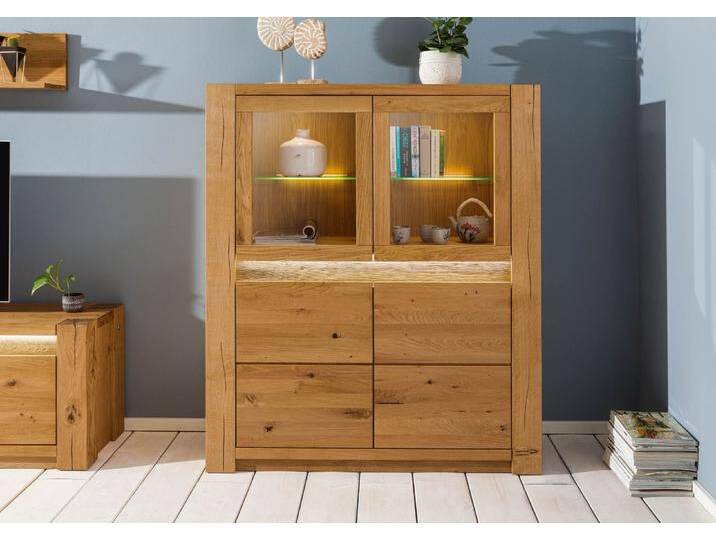 Highboard Wildeiche 123x40x142 braun geölt KENT #304 von MASSIVMOEBEL24