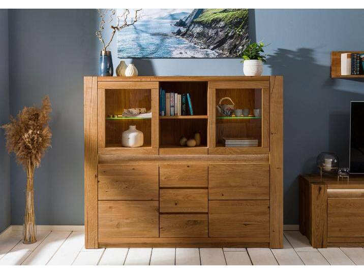Highboard Wildeiche 163x40x142 braun geölt KENT #305 von MASSIVMOEBEL24