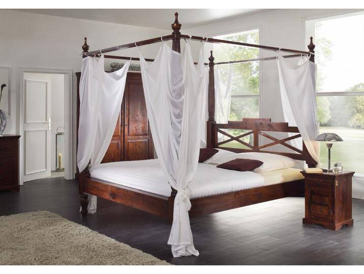 Himmelbett Akazie 180x200x224 nougat lackiert OXFORD #246 von MASSIVMOEBEL24