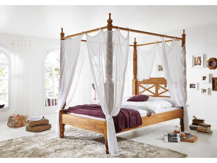 Himmelbett Sheesham 160x200x224  braun geölt NATURE BROWN #531 von MASSIVMOEBEL24