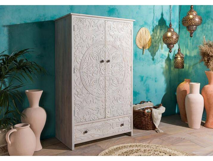 Kleiderschrank Mango 108x64x180 weiß geölt KASHMIR #106 von MASSIVMOEBEL24