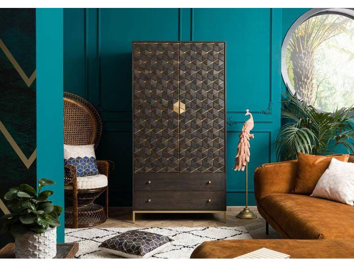 Kleiderschrank Mango 99x55x190 grau geölt DIAMOND #118 von MASSIVMOEBEL24