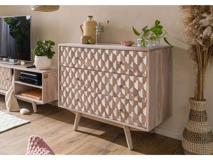 Kommode Akazie 88x42x75 weiß lackiert MOSAYK #207 von MASSIVMOEBEL24