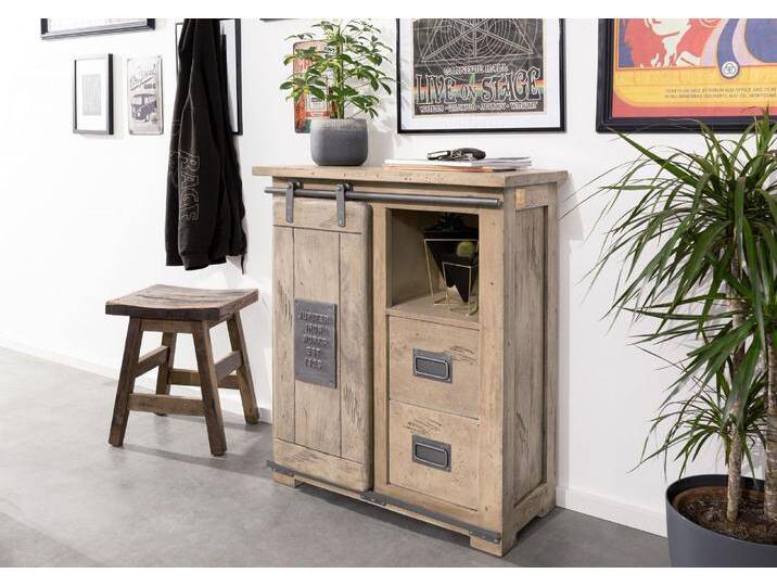 Kommode Mango 75x36x90 whitewash lackiert RAILWAY #353 von MASSIVMOEBEL24