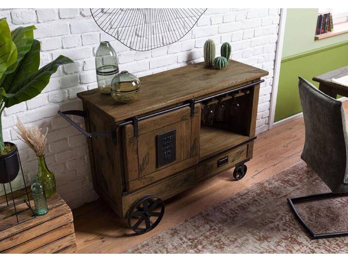 Massivmoebel24 Bartisch RAILWAY (Massivholz, Massivholztisch), Serviertisch Mango 120x45x85 braun lackiert RAILWAY #497, braun, braun von MASSIVMOEBEL24